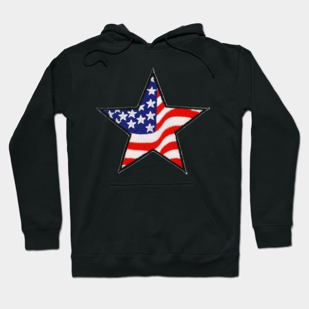 Embroidery American Flag Sticker Hoodie by anacarminda